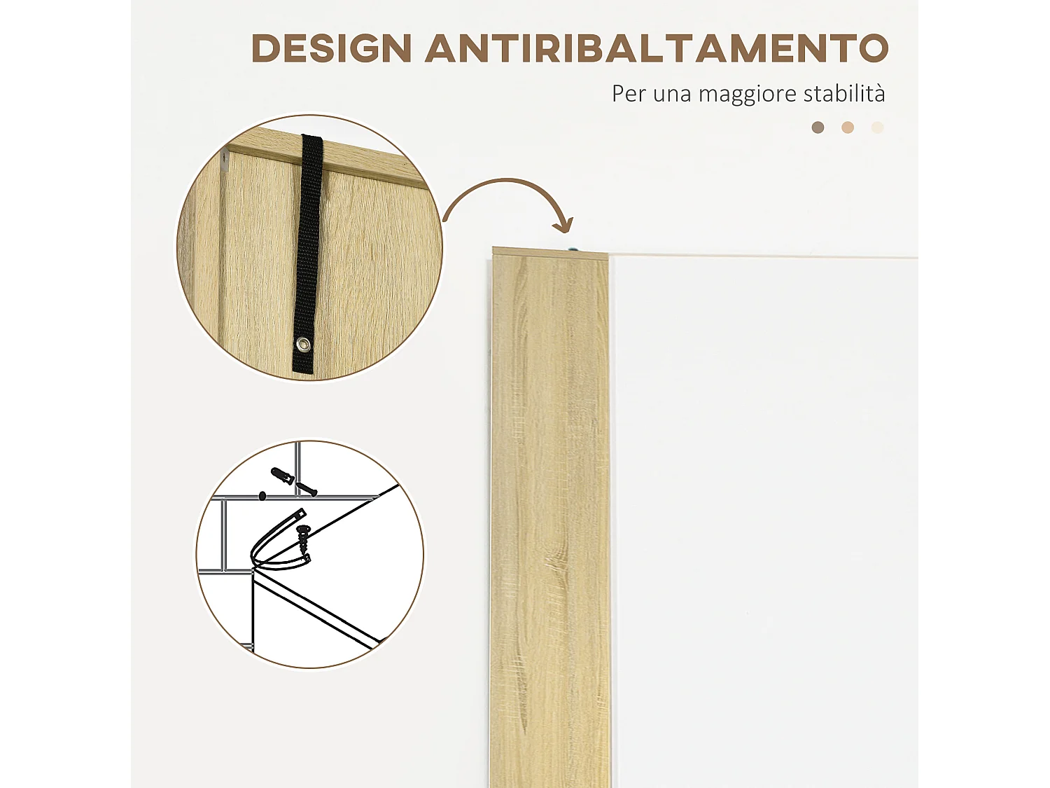 Mobile bagno con 2 armadietti ad ante e 2 ripiani aperti