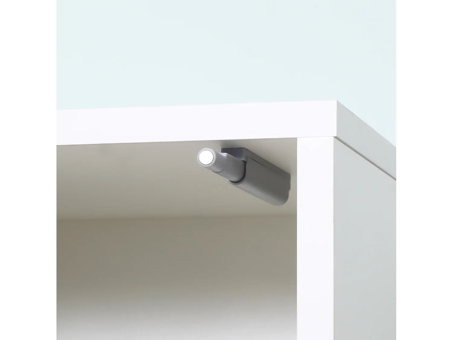 Mobile colonna bagno in legno a 5 ripiani con anta a specchio bianco