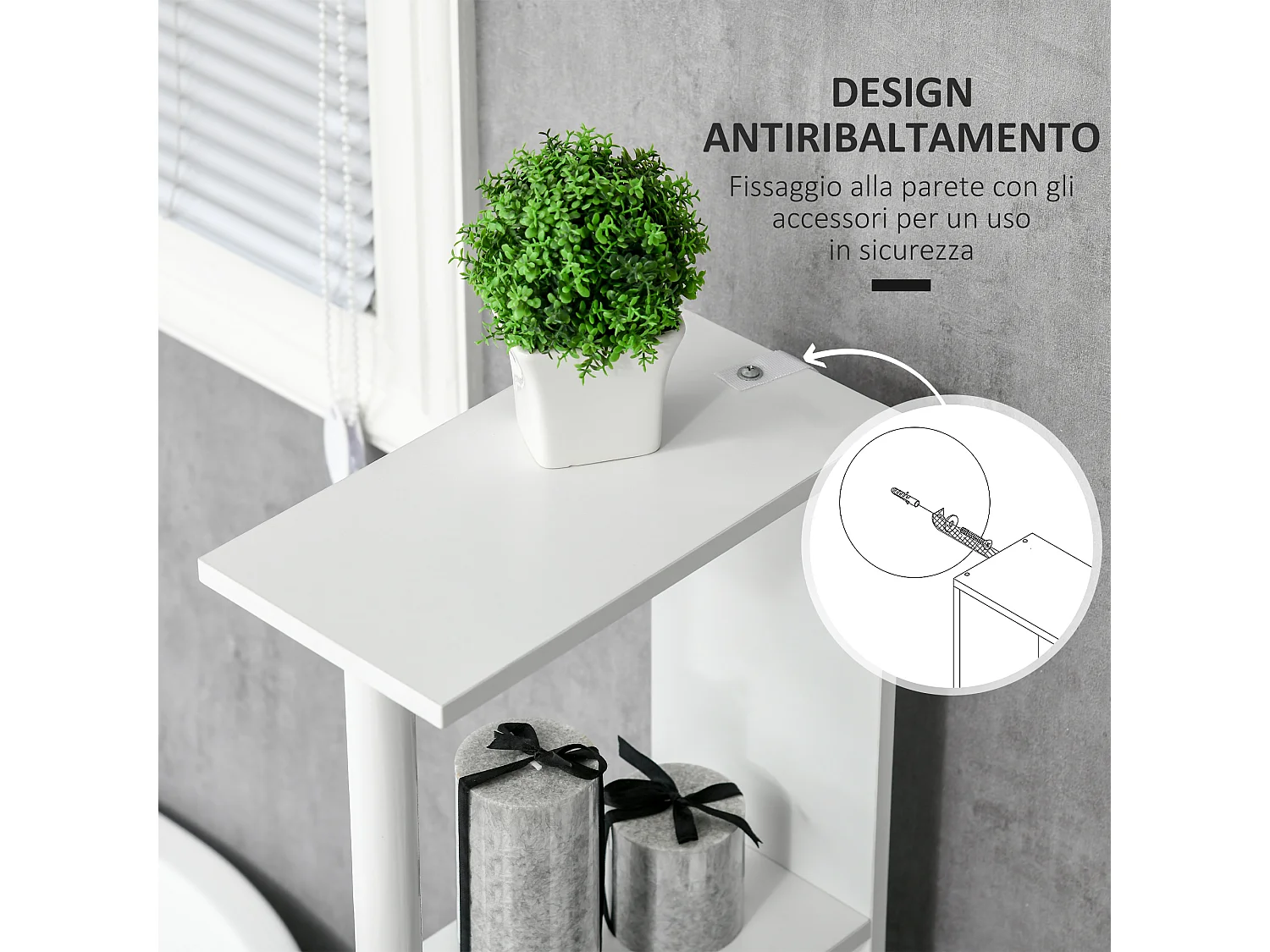 Mobile bagno con 2 armadietti e 2 ripiani 15.2x29.8x118 cm