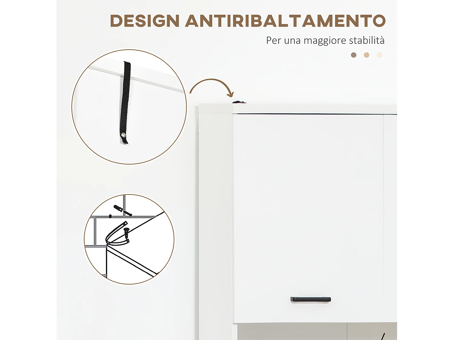 Mobile bagno con 2 armadietti con ante e 2 ripiani aperti