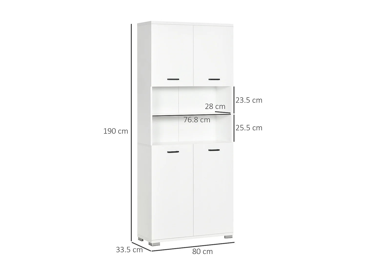 Mobile bagno con 2 armadietti con ante e 2 ripiani aperti