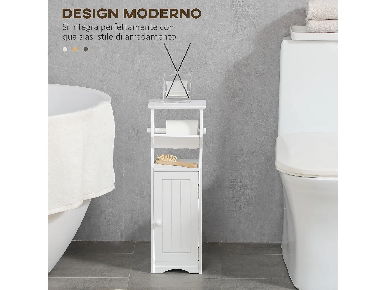 Mobiletto bagno con area per carta igienica e armadietto