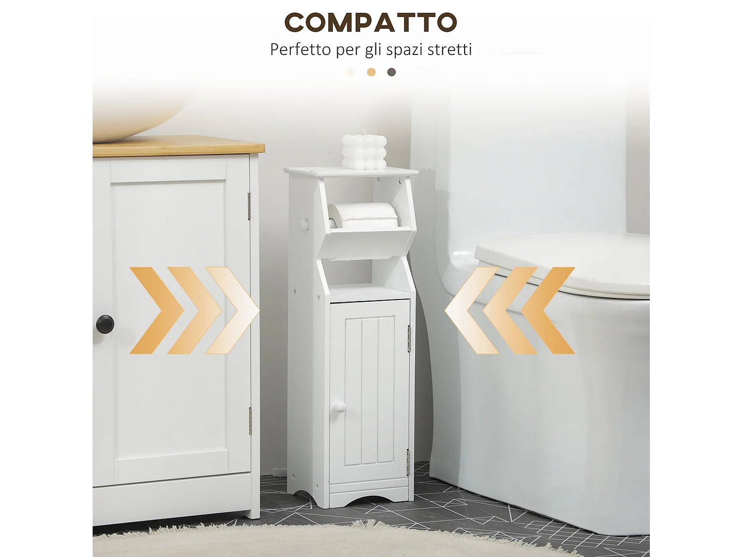 Mobiletto bagno con area per carta igienica e armadietto