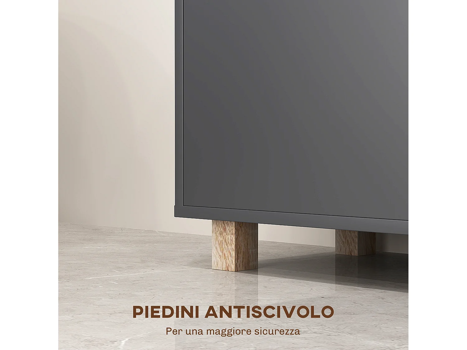 Mobile bagno moderno con armadietto e vani aperti grigio
