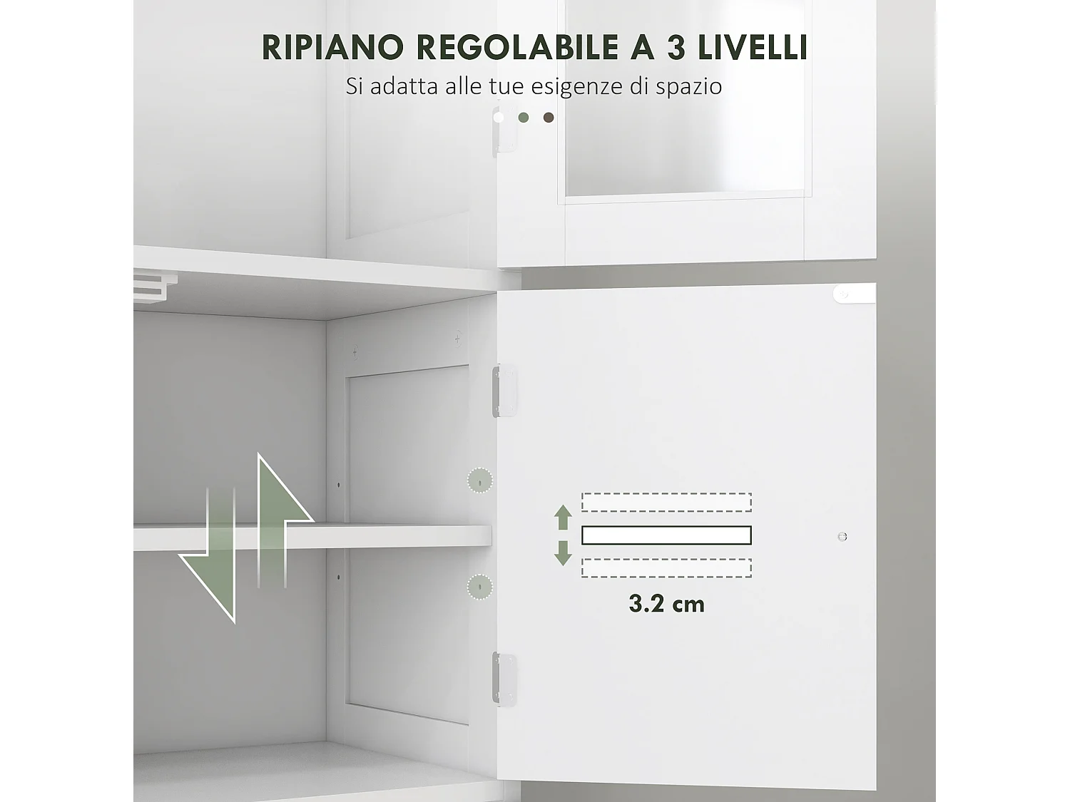 Mobile bagno con 3 armadietti a 2 ante 60x30x170.5cm bianco