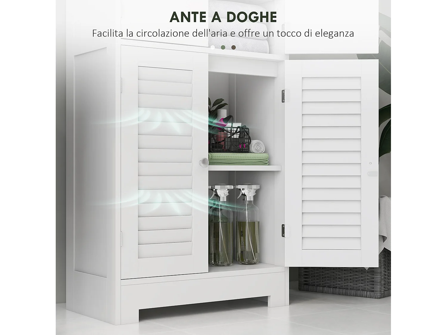 Mobile bagno con 3 armadietti a 2 ante 60x30x170.5cm bianco