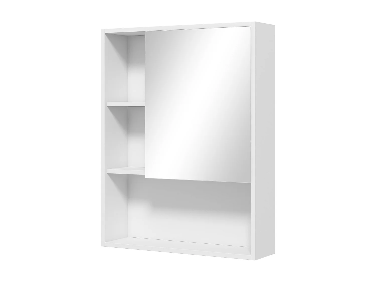 Armadietto bagno con specchio e ripiani interni ed esterni bianco