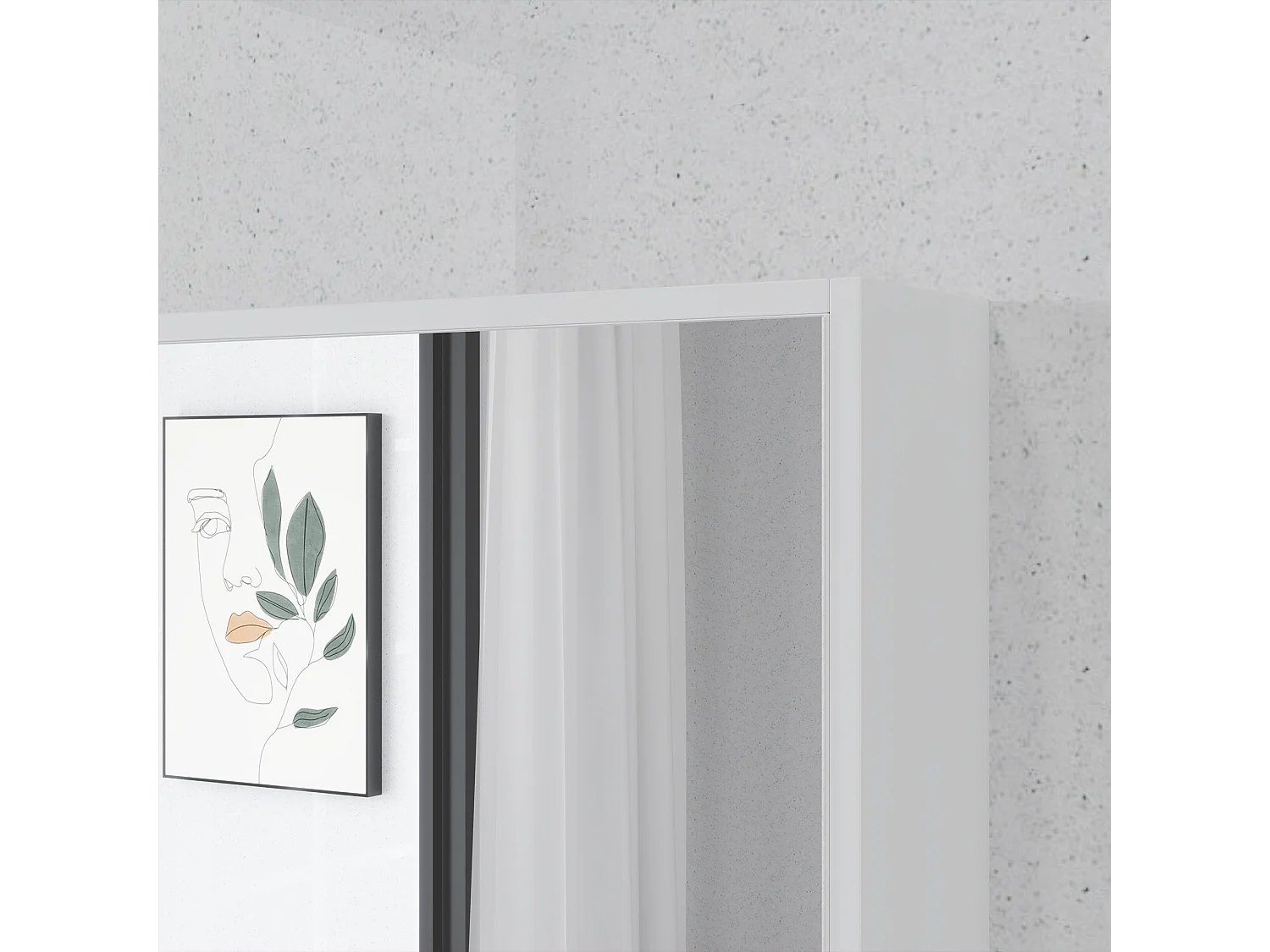 Armadietto bagno con specchio e ripiani interni ed esterni bianco