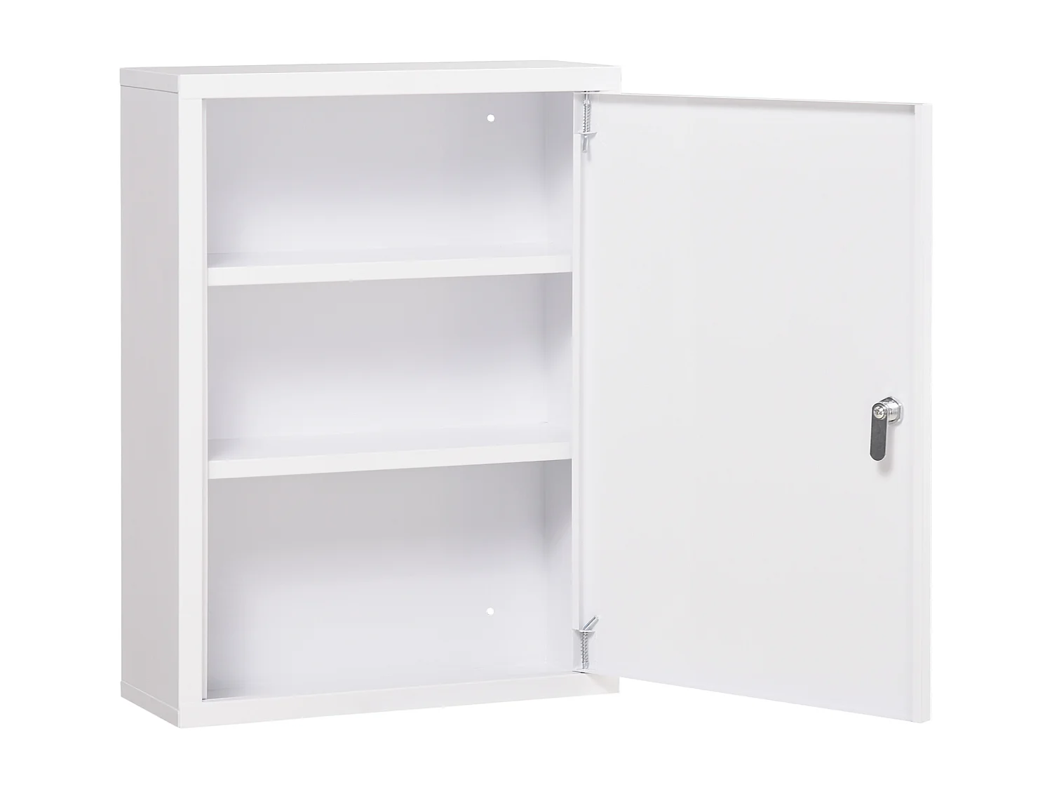 Armadietto medicinali a 3 ripiani con serratura in acciaio bianco
