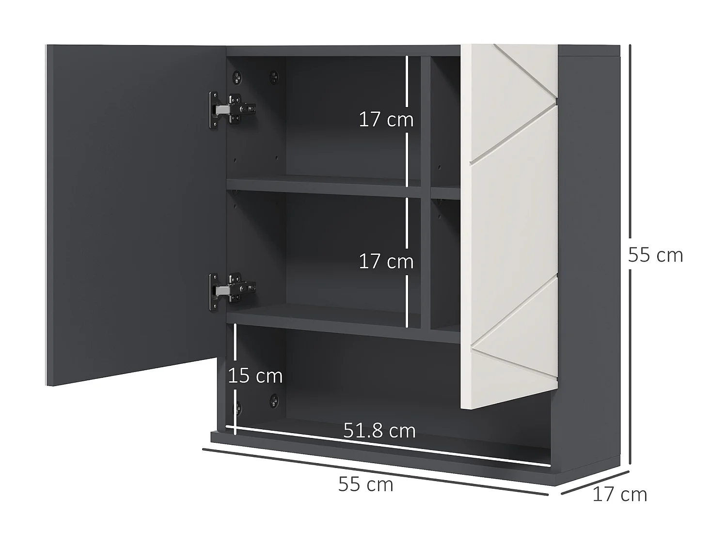 Armadietto bagno 2 ante con specchio grigio
