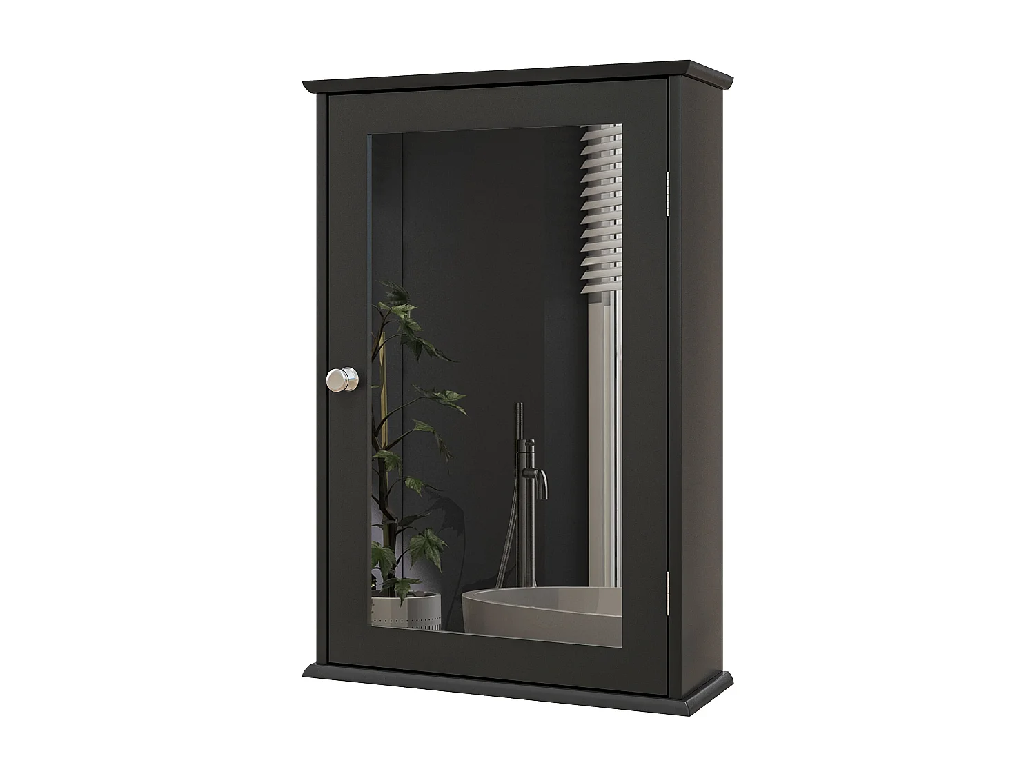 Mobiletto bagno pensile con specchio 41x14x60cm legno nero
