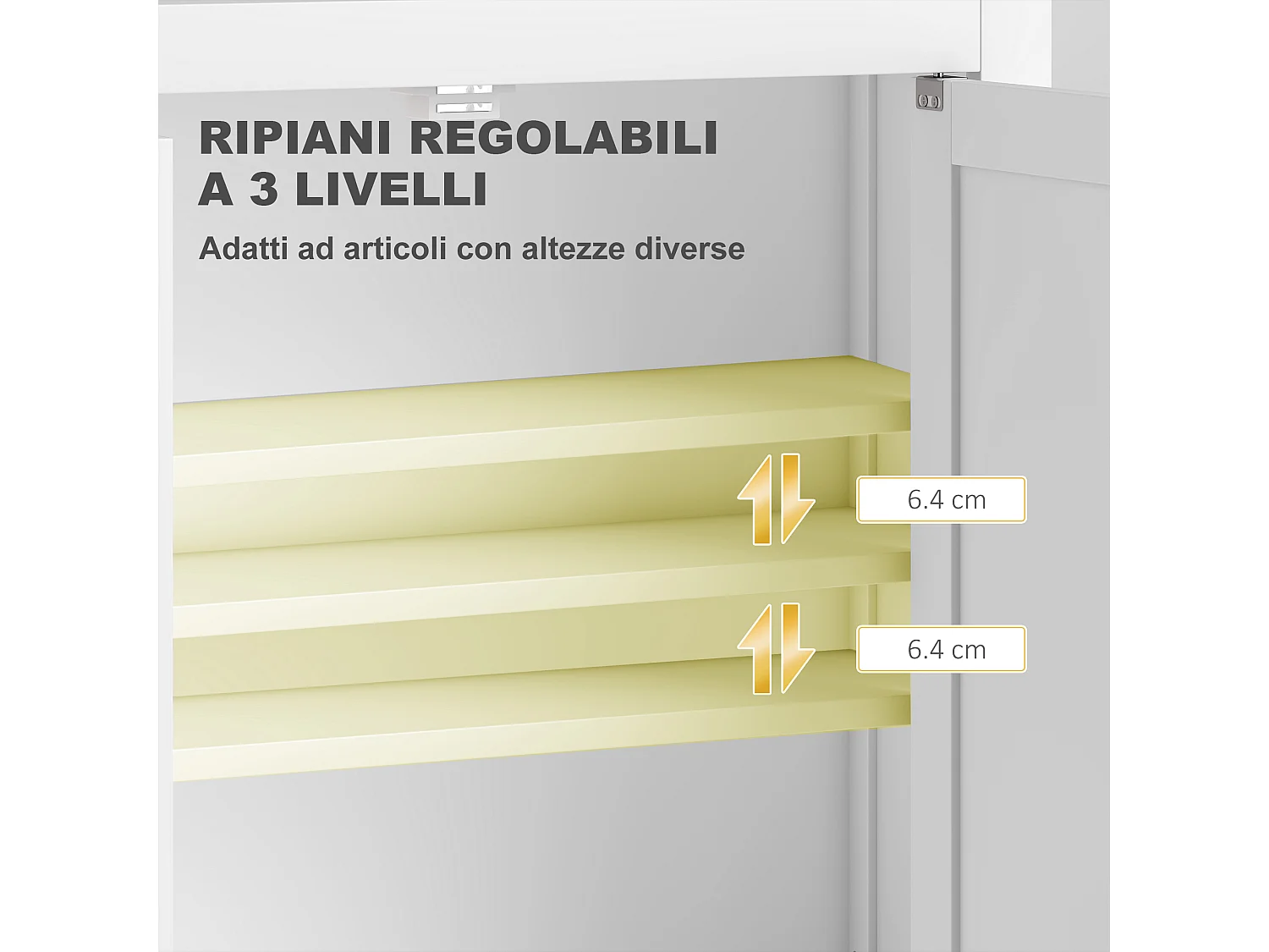 Mobile da bagno a parete con 2 ripiani regolabili in legno bianco