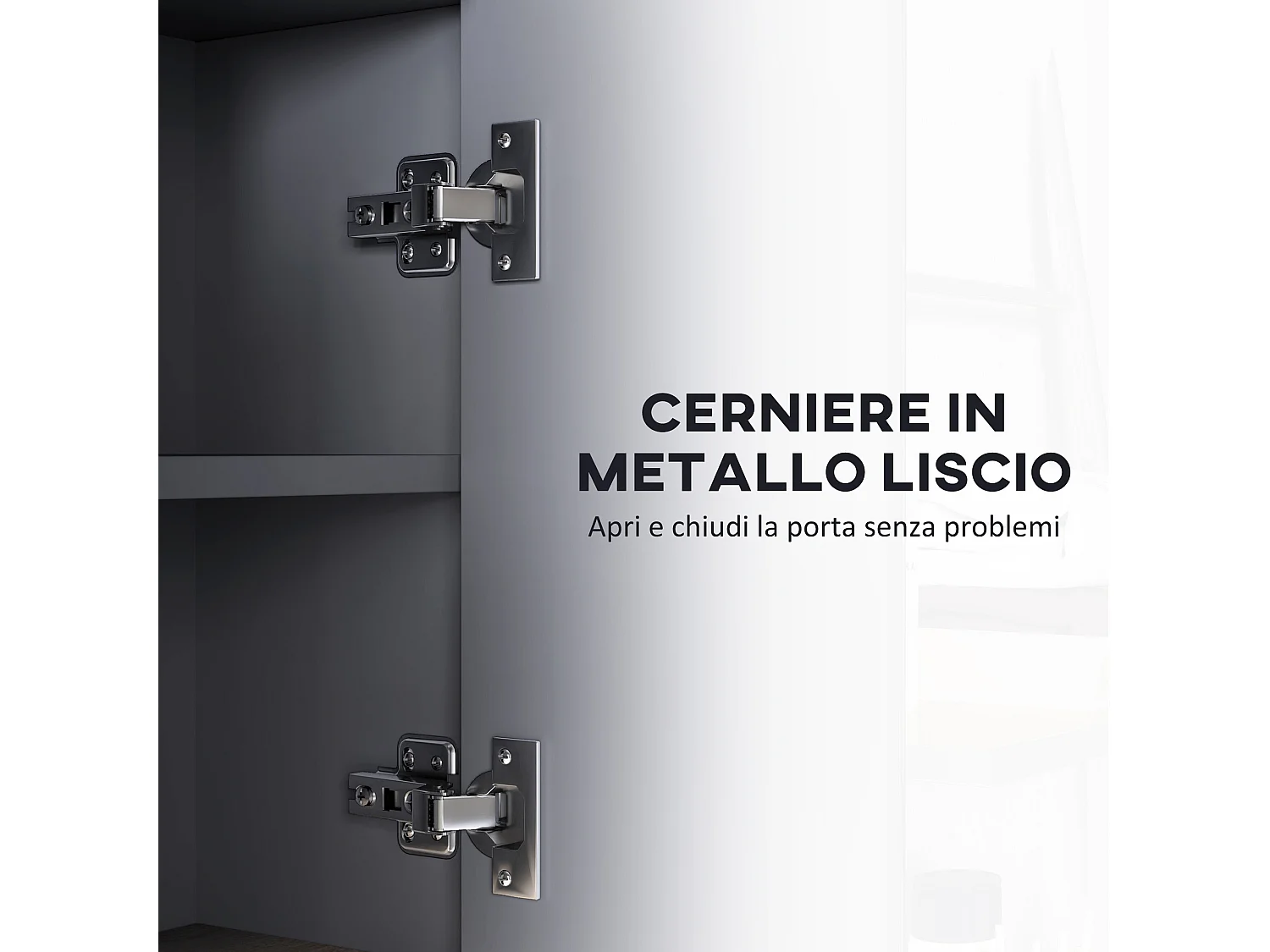 Specchiera bagno 3 ante con armadietto e 8 vani grigio