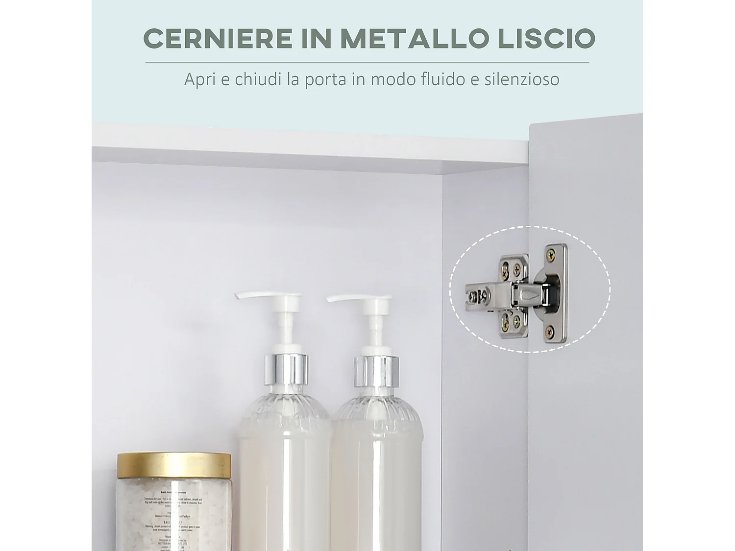 Armadietto a specchio con porte credenze e ripiano regolabile