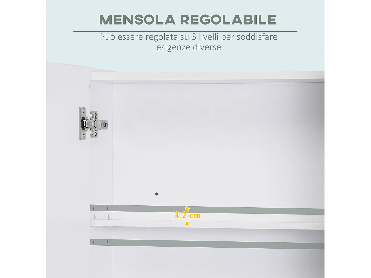 Armadietto a specchio con porte credenze e ripiano regolabile