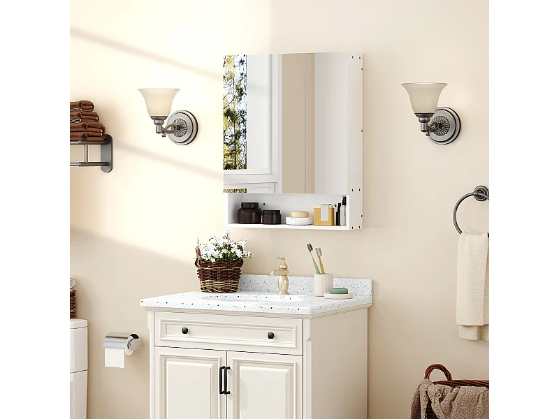 Armadietto a specchio con porte credenze e ripiano regolabile