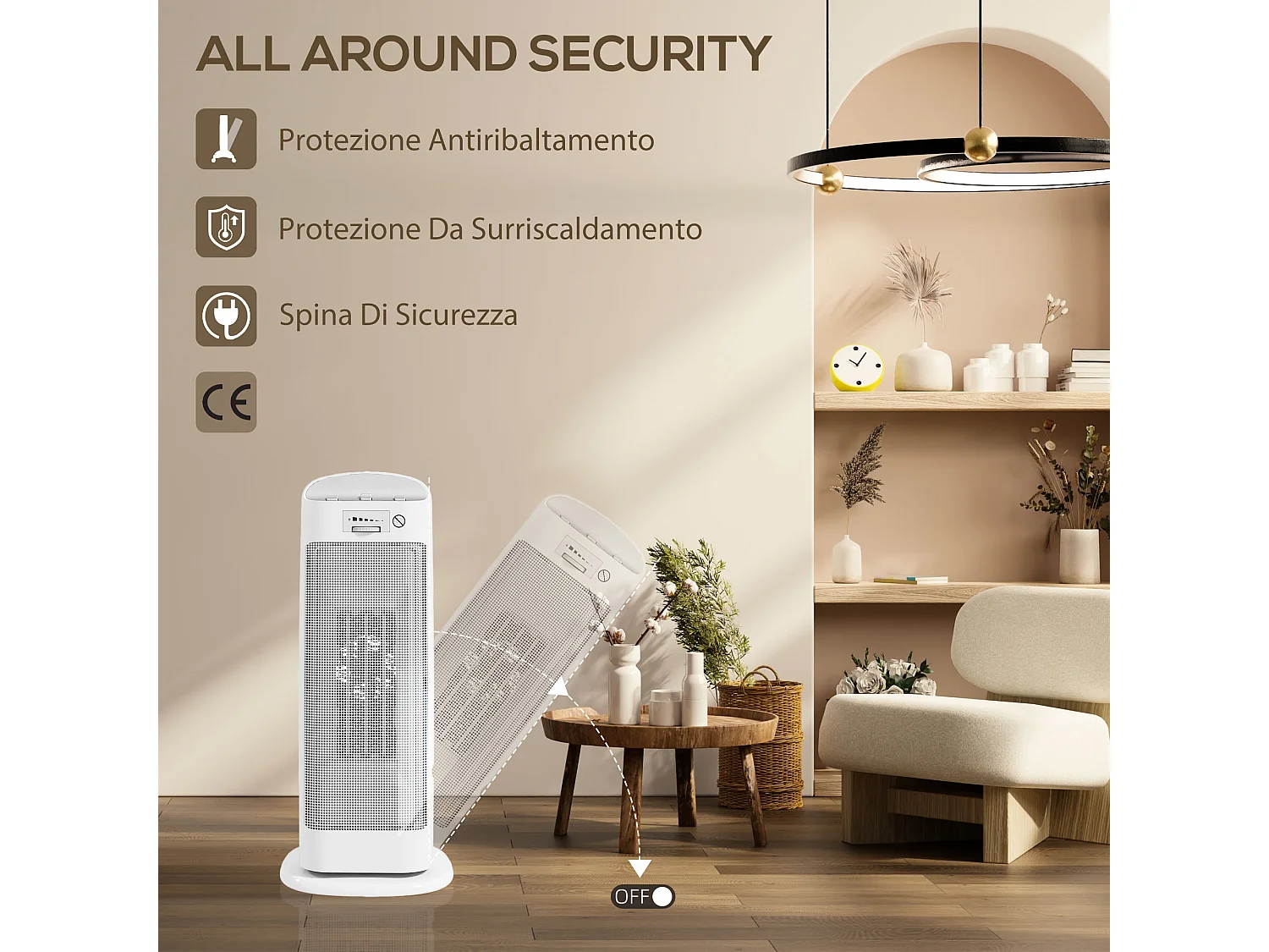 Stufa ceramica 4 modalità e temperatura regolabile oscillante 55°