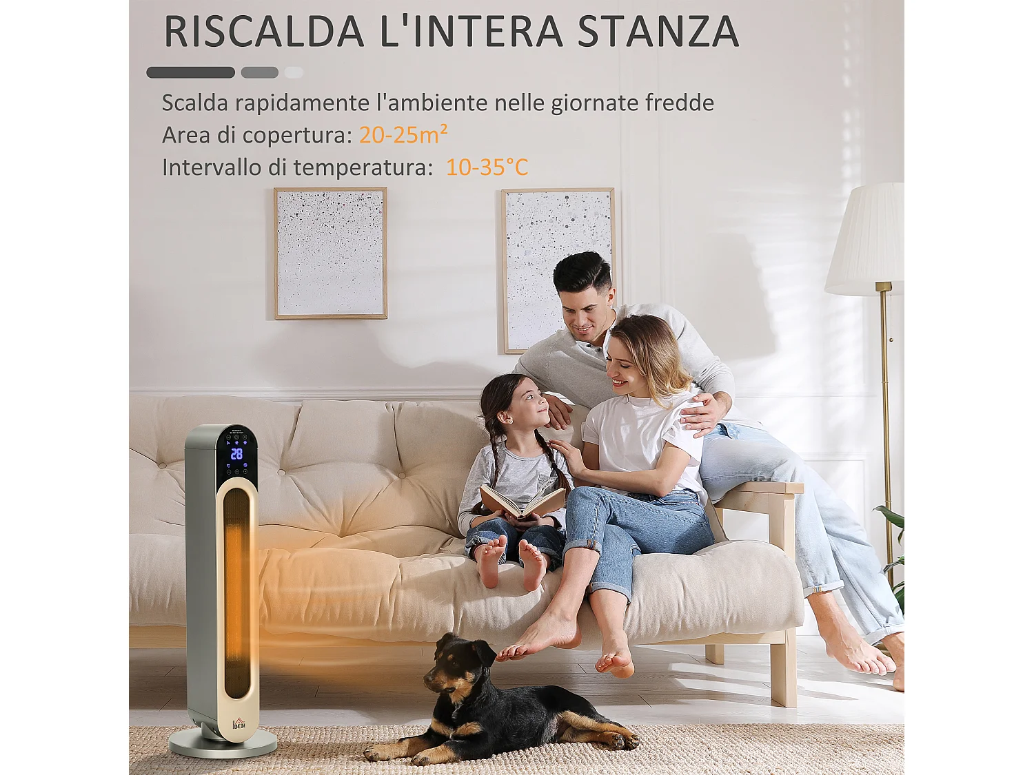 Stufetta elettrica oscillante con 3 modalità di riscaldamento