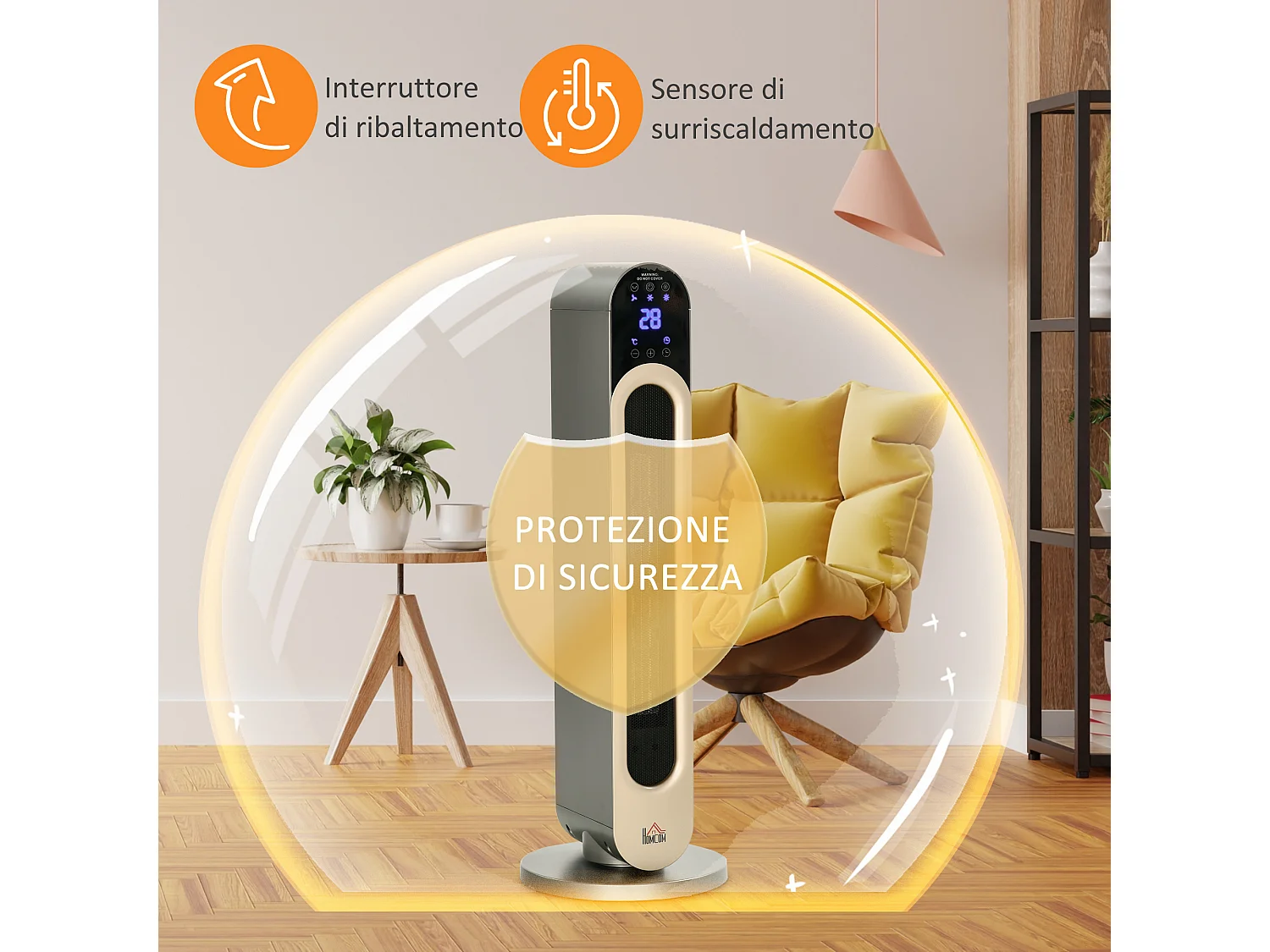 Stufetta elettrica oscillante con 3 modalità di riscaldamento