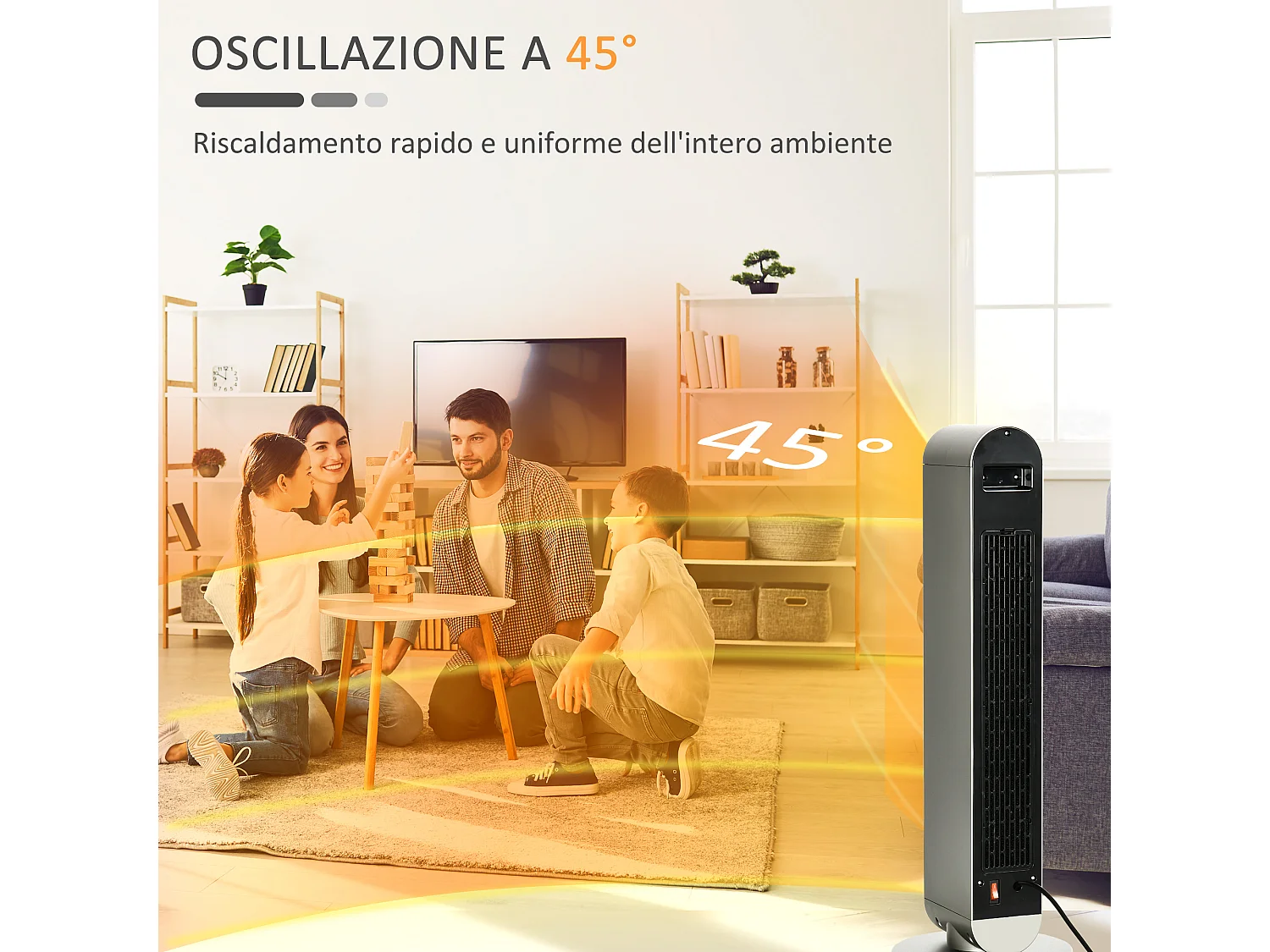 Stufetta elettrica oscillante con 3 modalità di riscaldamento