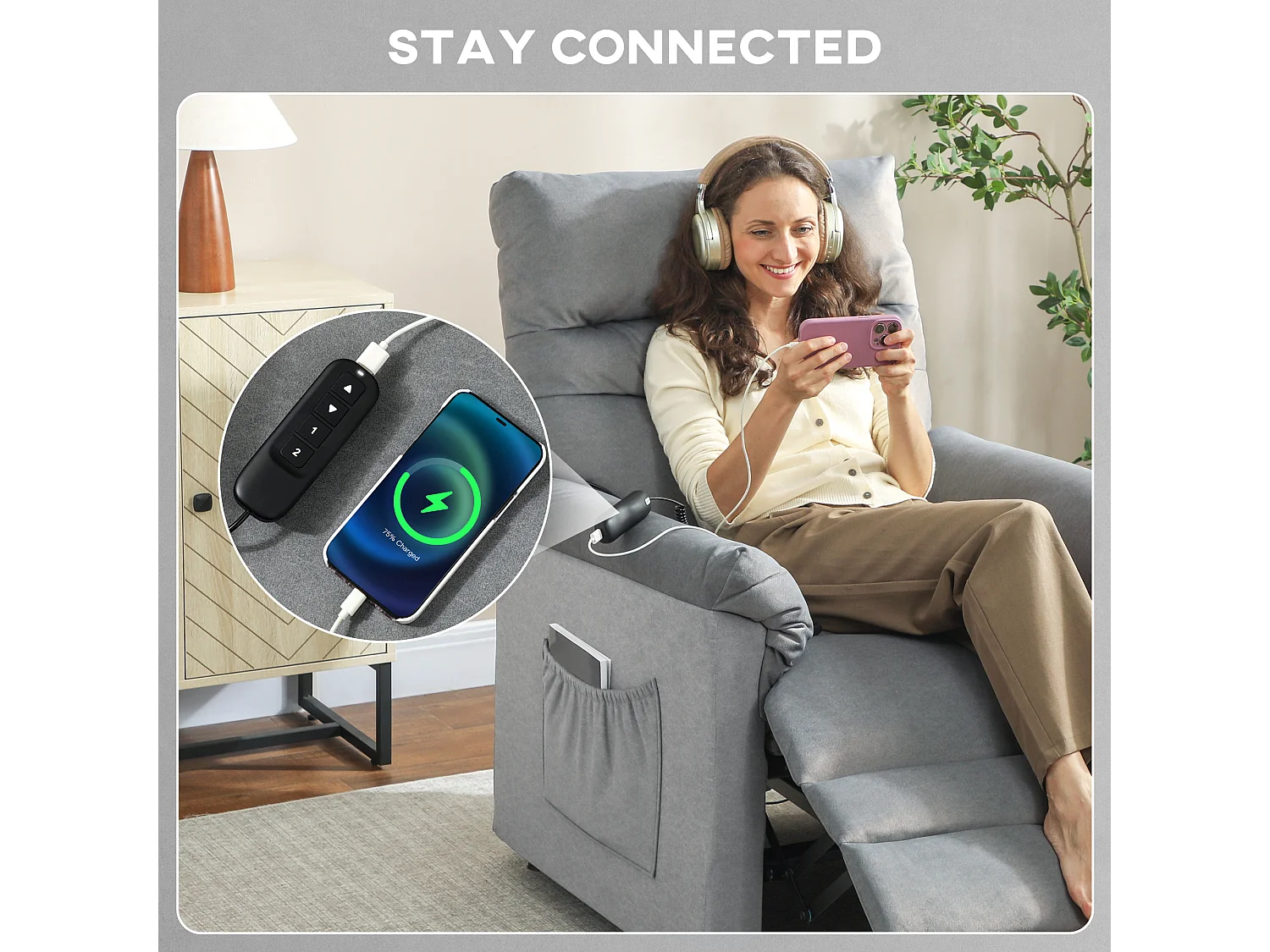 Poltrona reclinabile relax con riscaldamento e massaggio grigio