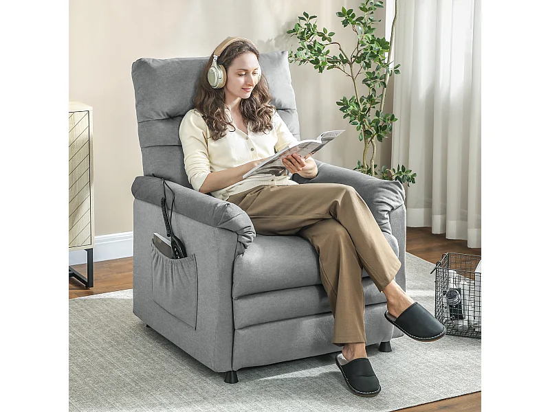 Poltrona reclinabile relax con riscaldamento e massaggio grigio