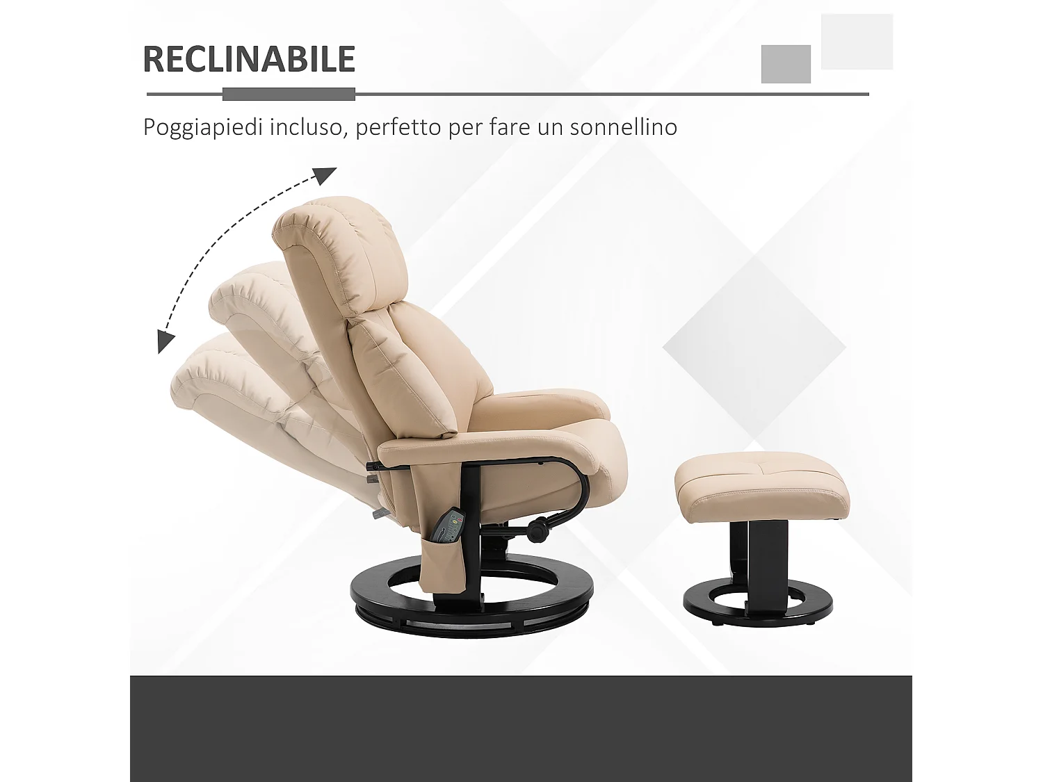 Poltrona reclinabile massaggiante con poggiapiedi e telecomando