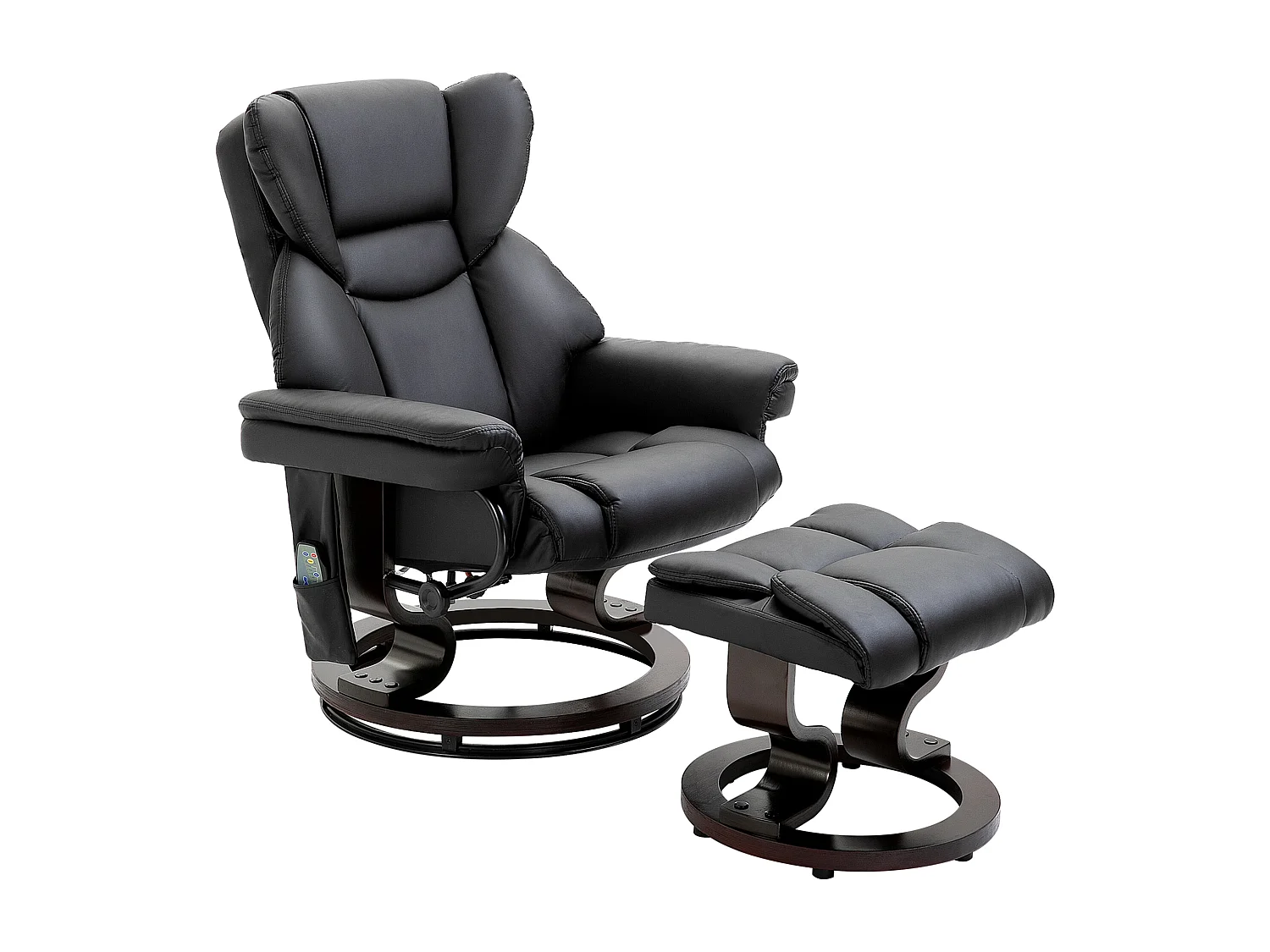 Poltrona massaggiante reclinabile e girevole con poggiapiedi nero