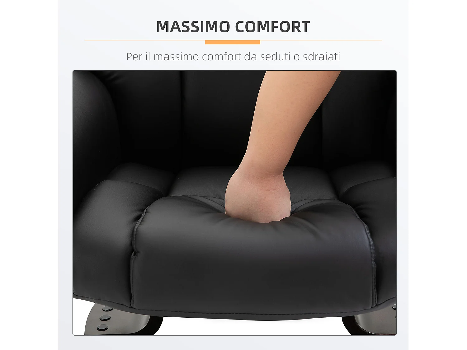 Poltrona massaggiante reclinabile e girevole con poggiapiedi nero