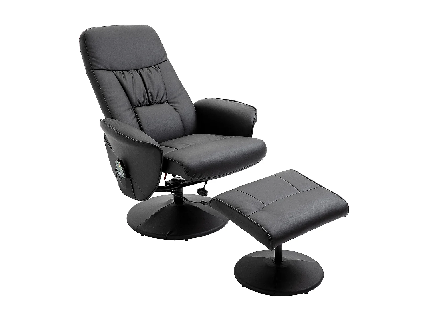 Poltrona massaggiante reclinabile con pouf poggiapiedi nero