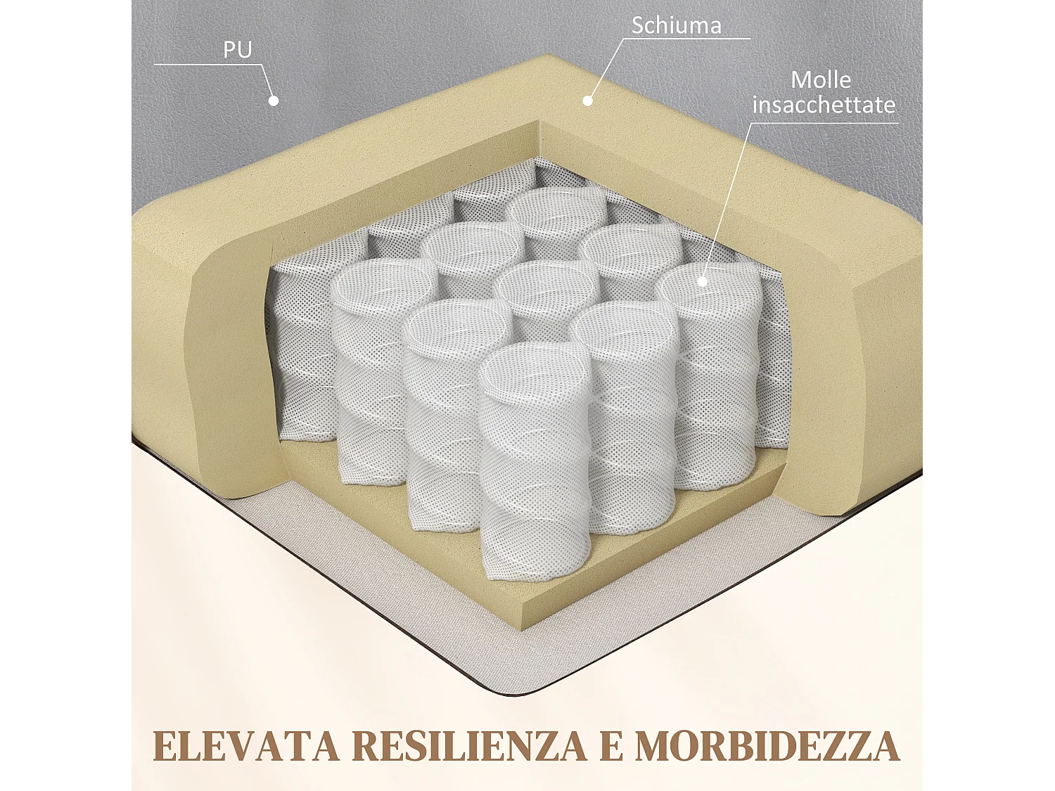 Poltrona massaggiante e reclinabile con poggiapiedi in pelle pu grigio