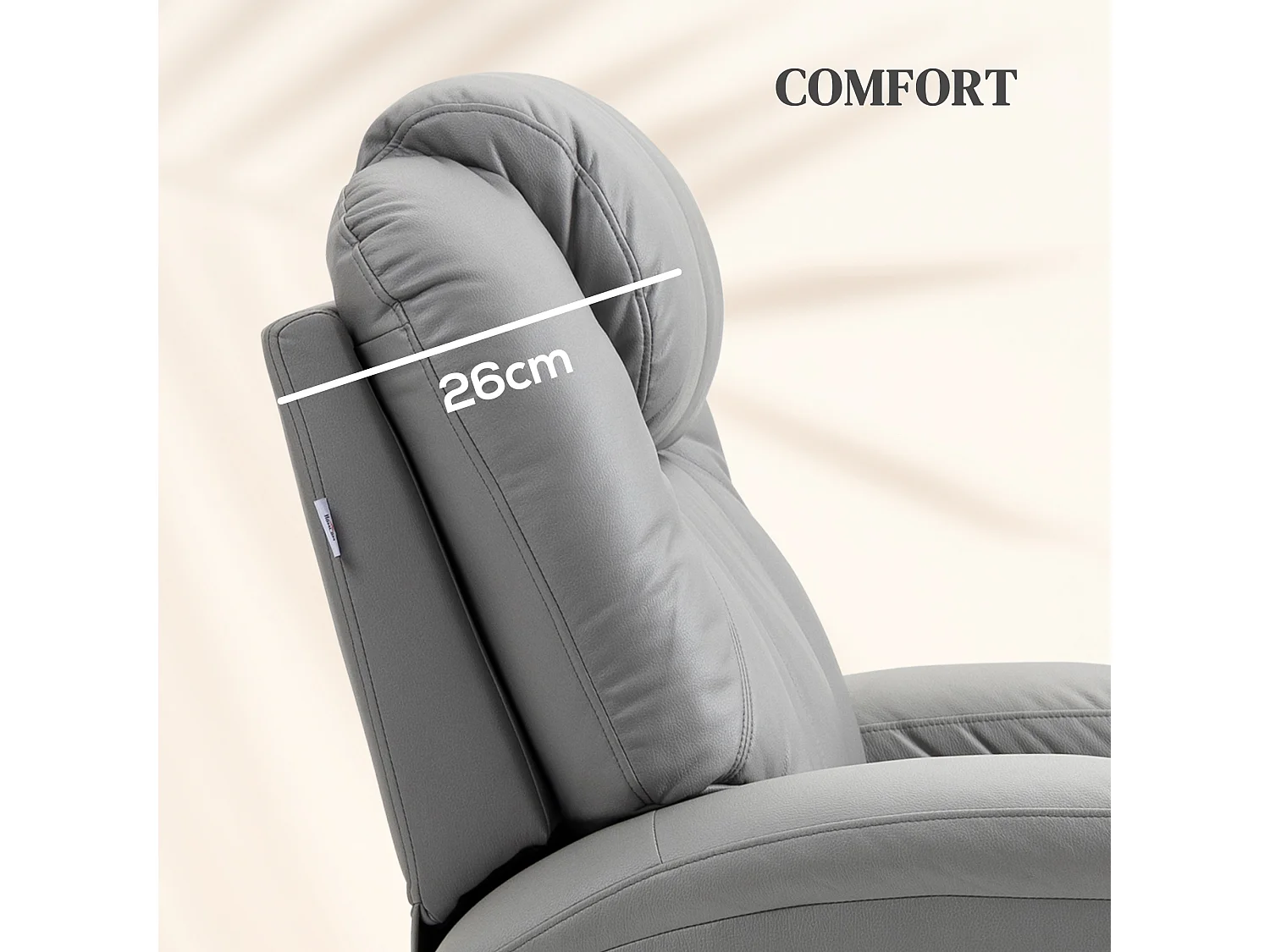 Poltrona massaggiante e reclinabile con poggiapiedi in pelle pu grigio