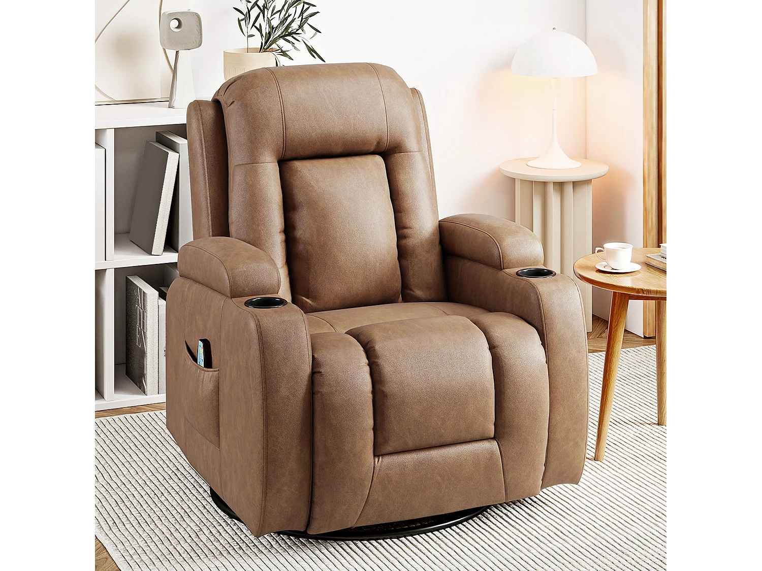 Poltrona relax reclinabile a 150° massaggiante e riscaldante marrone