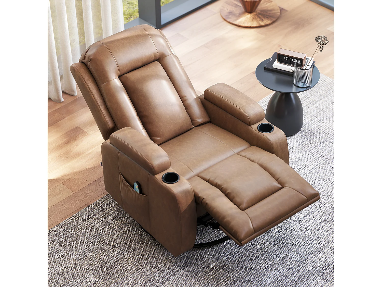 Poltrona relax reclinabile a 150° massaggiante e riscaldante marrone