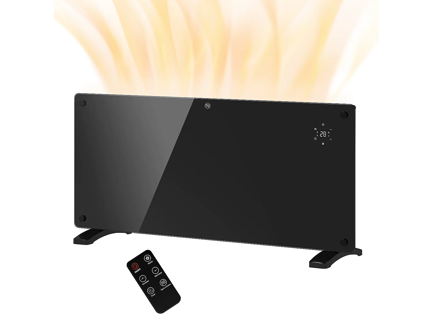 Riscaldatore 2000w con temperatura regolabile timer e telecomando nero