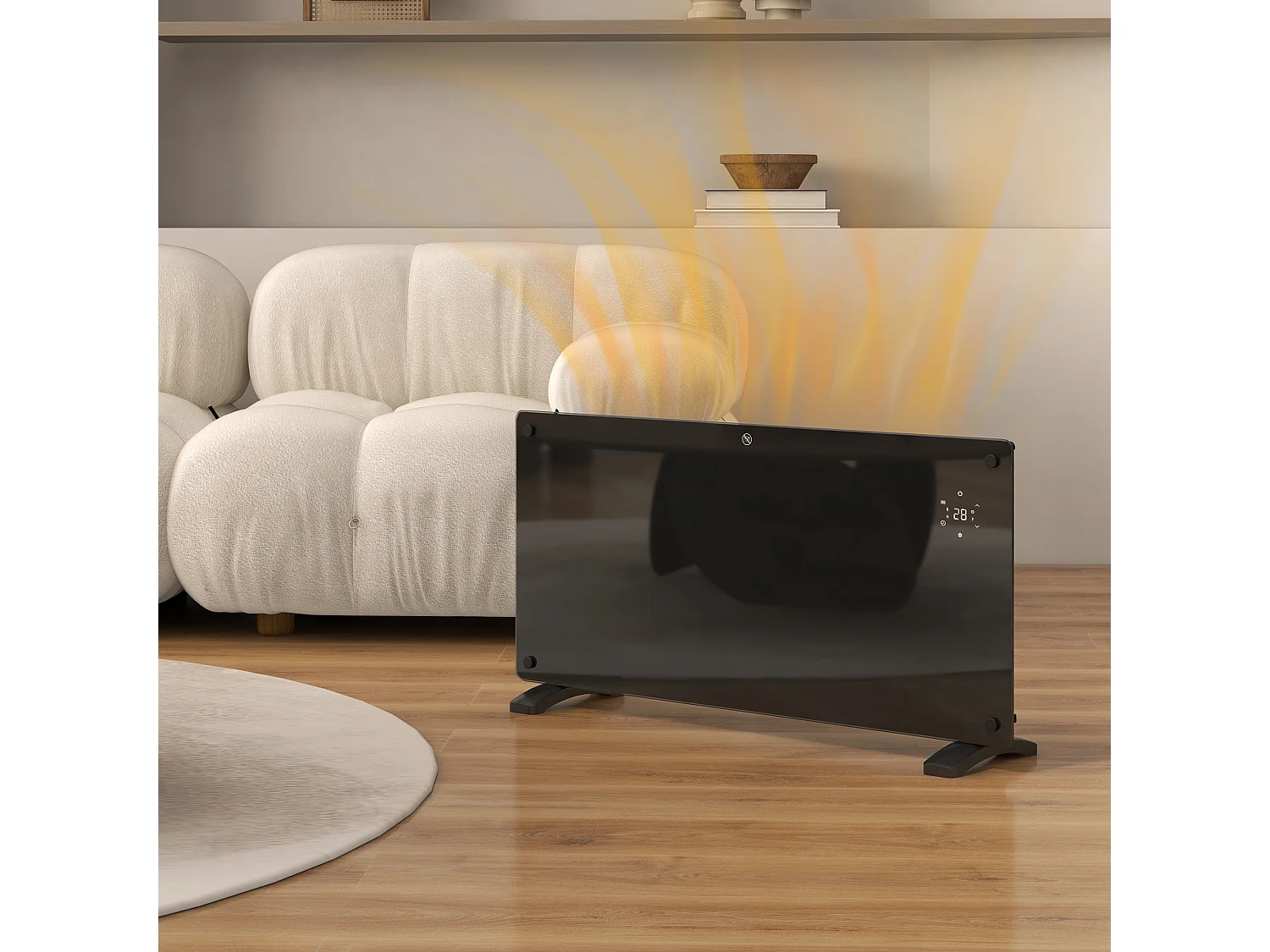 Riscaldatore 2000w con temperatura regolabile timer e telecomando nero