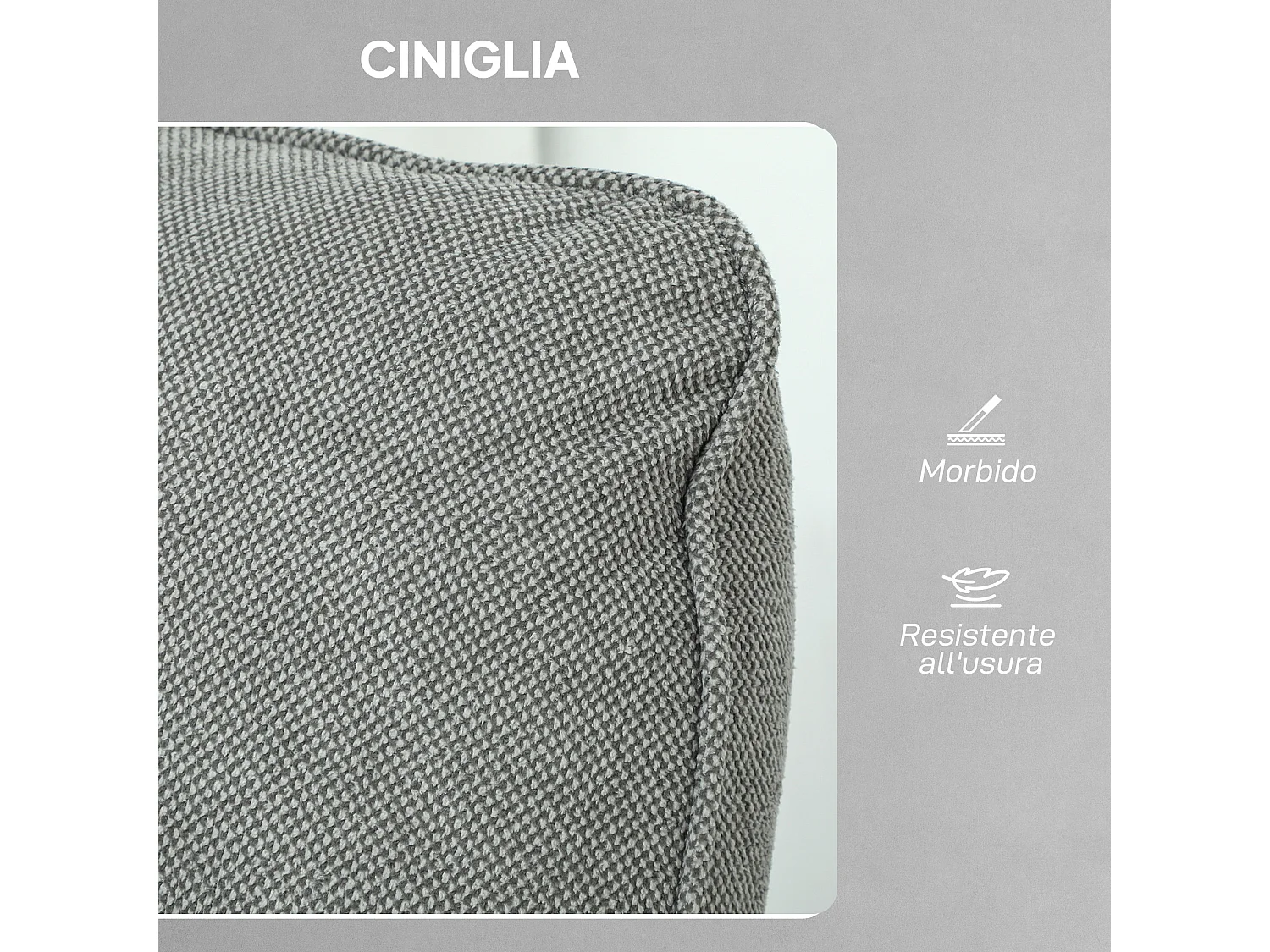 Poltrona reclinabile massaggiante riscaldata ciniglia grigio carbone