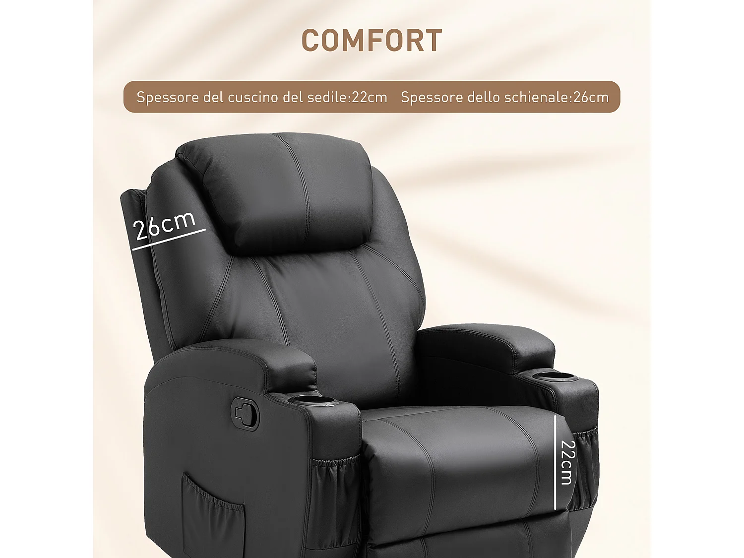 Poltrona massaggiante 5 modalità reclinabile con poggiapiedi