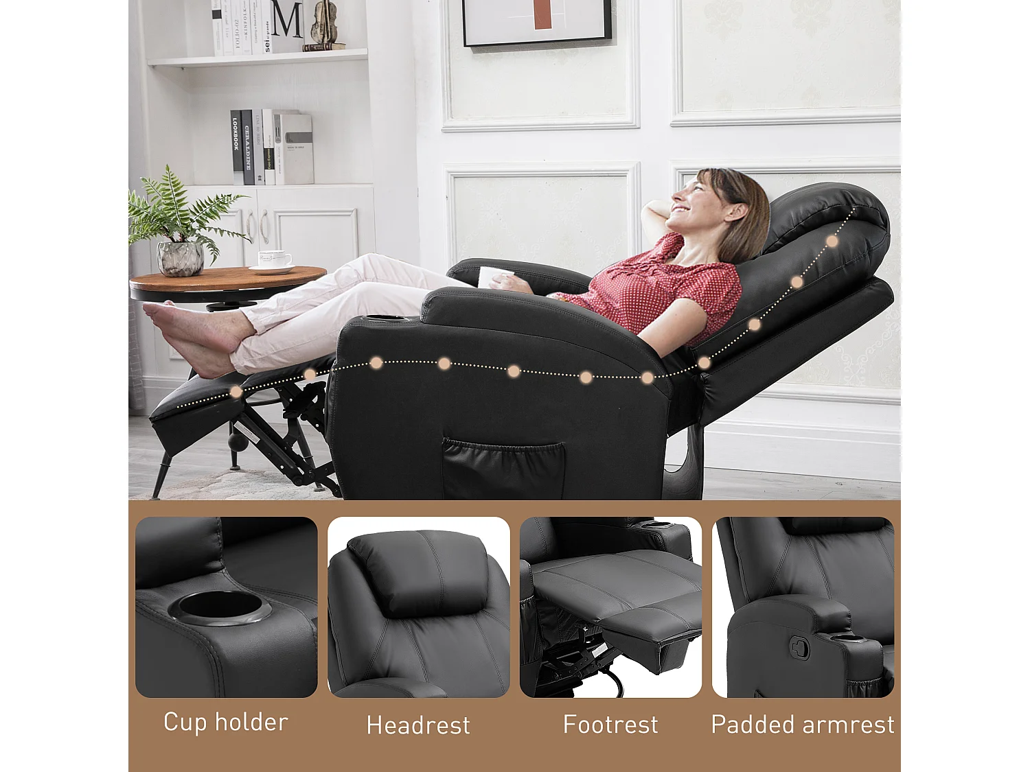 Poltrona massaggiante 5 modalità reclinabile con poggiapiedi
