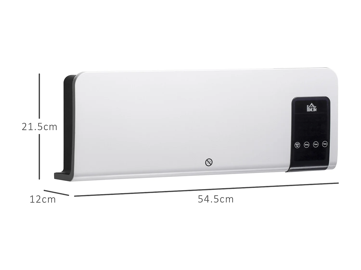 Termoventilatore da parete con timer 12h e telecomando bianco