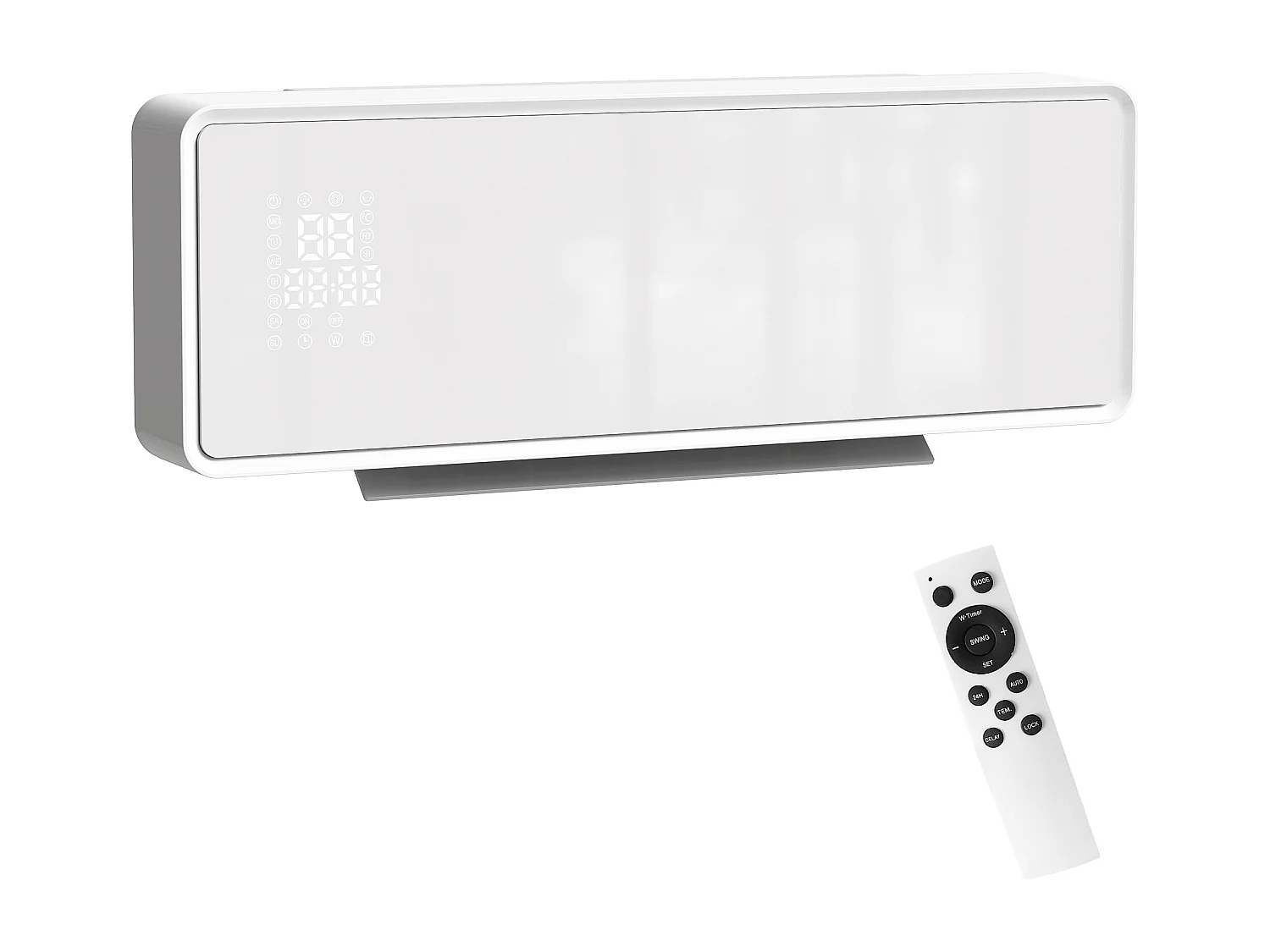 Termoventilatore a muro con 3 modalità timer e telecomando bianco