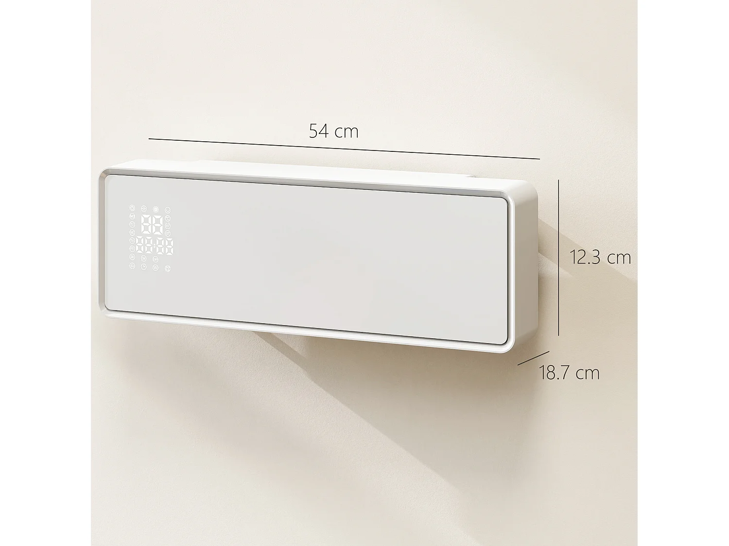 Termoventilatore a muro con 3 modalità timer e telecomando bianco