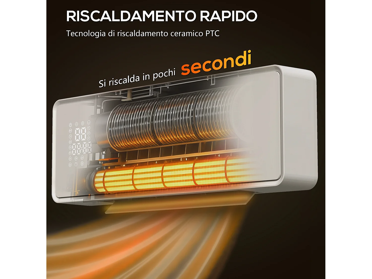 Termoventilatore a muro con 3 modalità timer e telecomando bianco