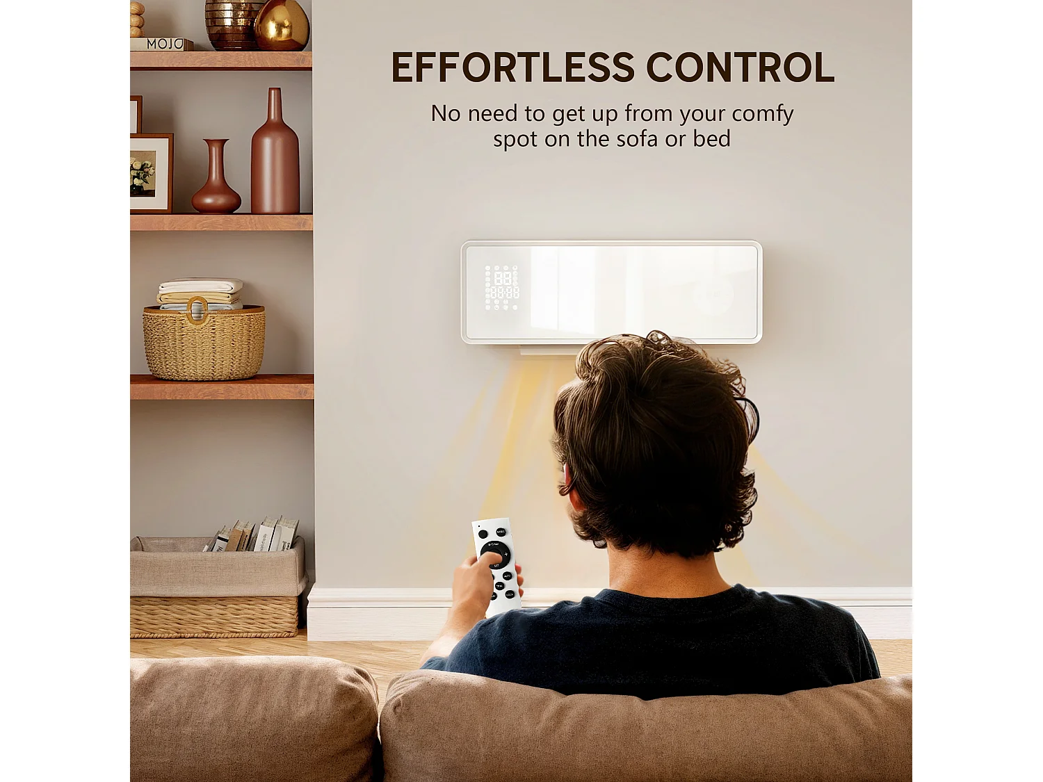 Termoventilatore a muro con 3 modalità timer e telecomando bianco