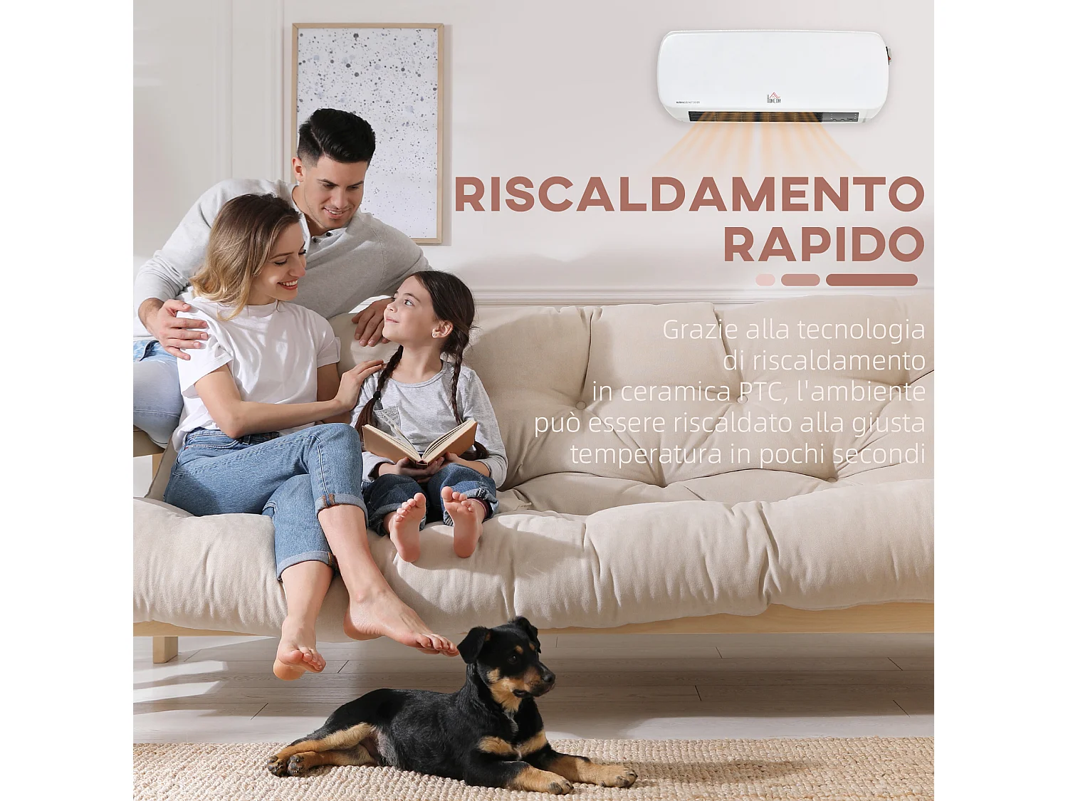 Stufa ceramica a muro con telecomando timer temperatura 10-49°c