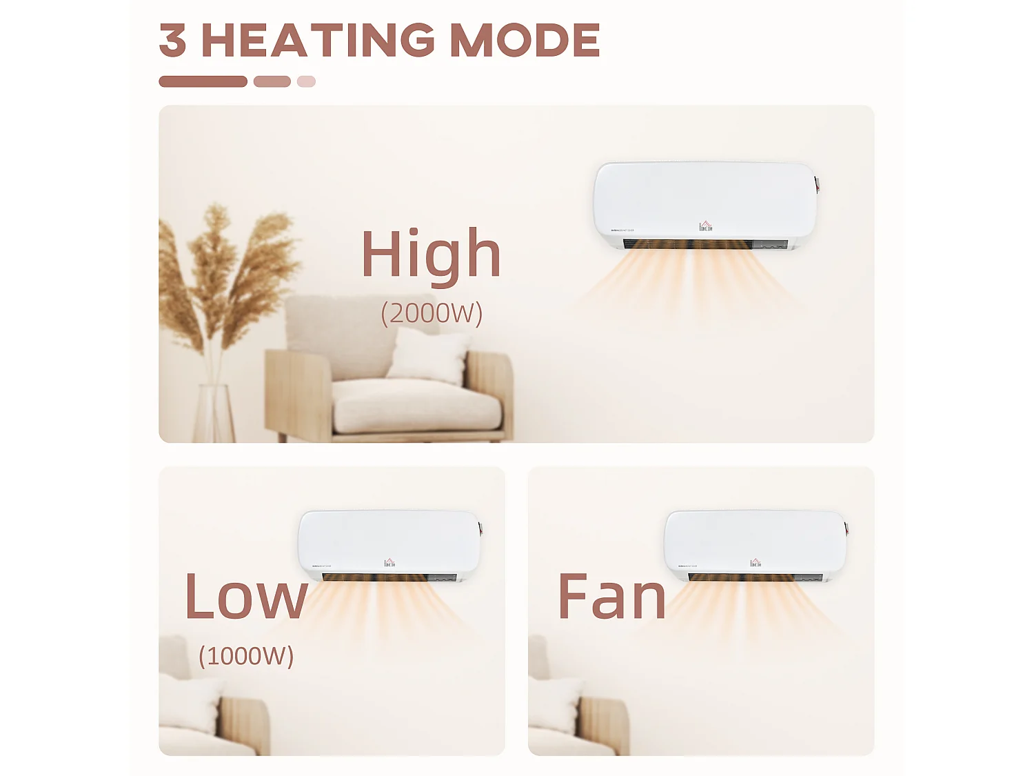 Stufa ceramica a muro con telecomando timer temperatura 10-49°c