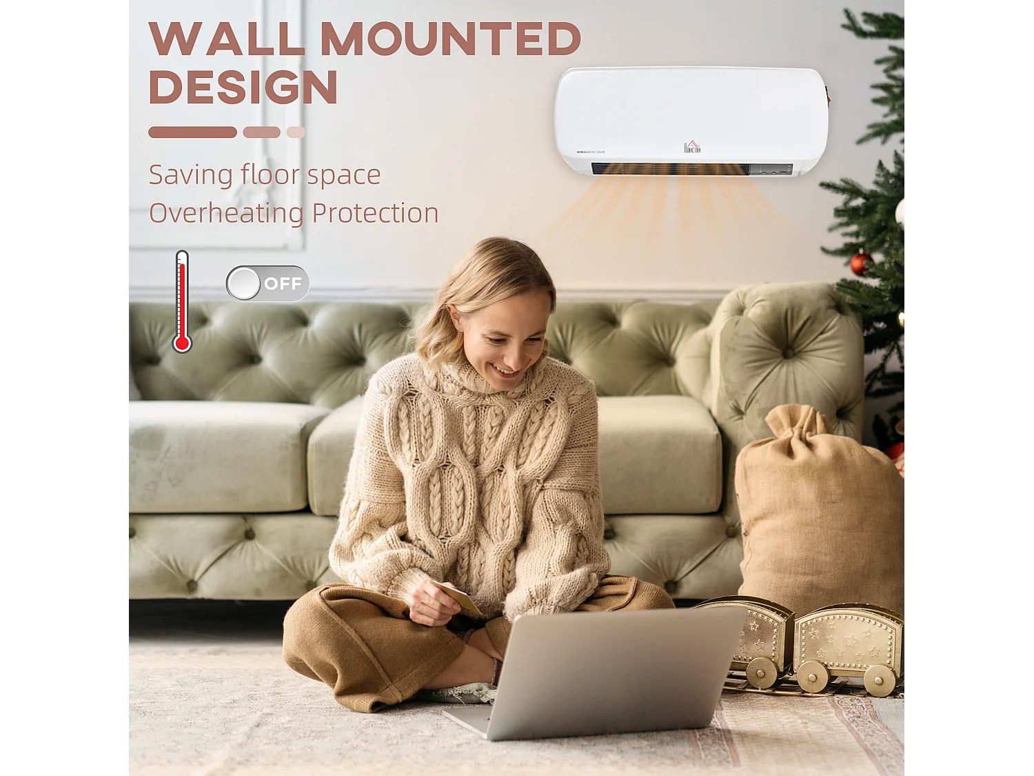 Stufa ceramica a muro con telecomando timer temperatura 10-49°c