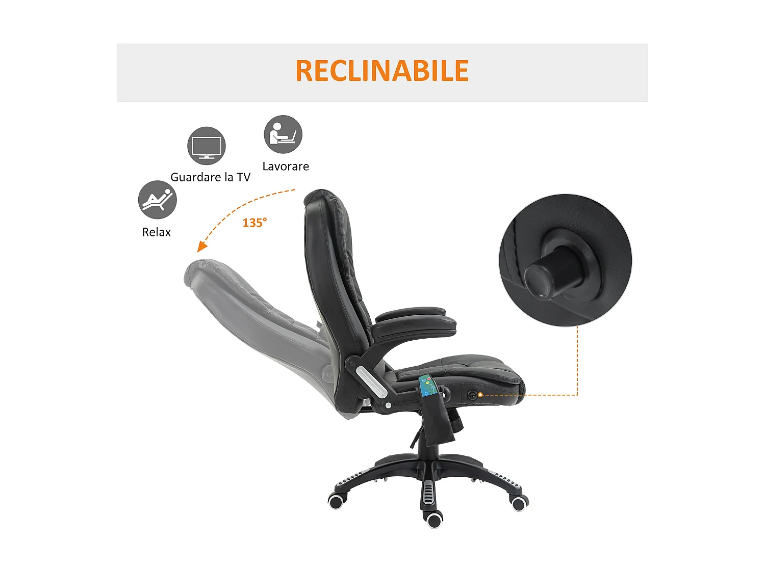 Poltrona massaggiante da ufficio con 6 punti di massaggio in pu