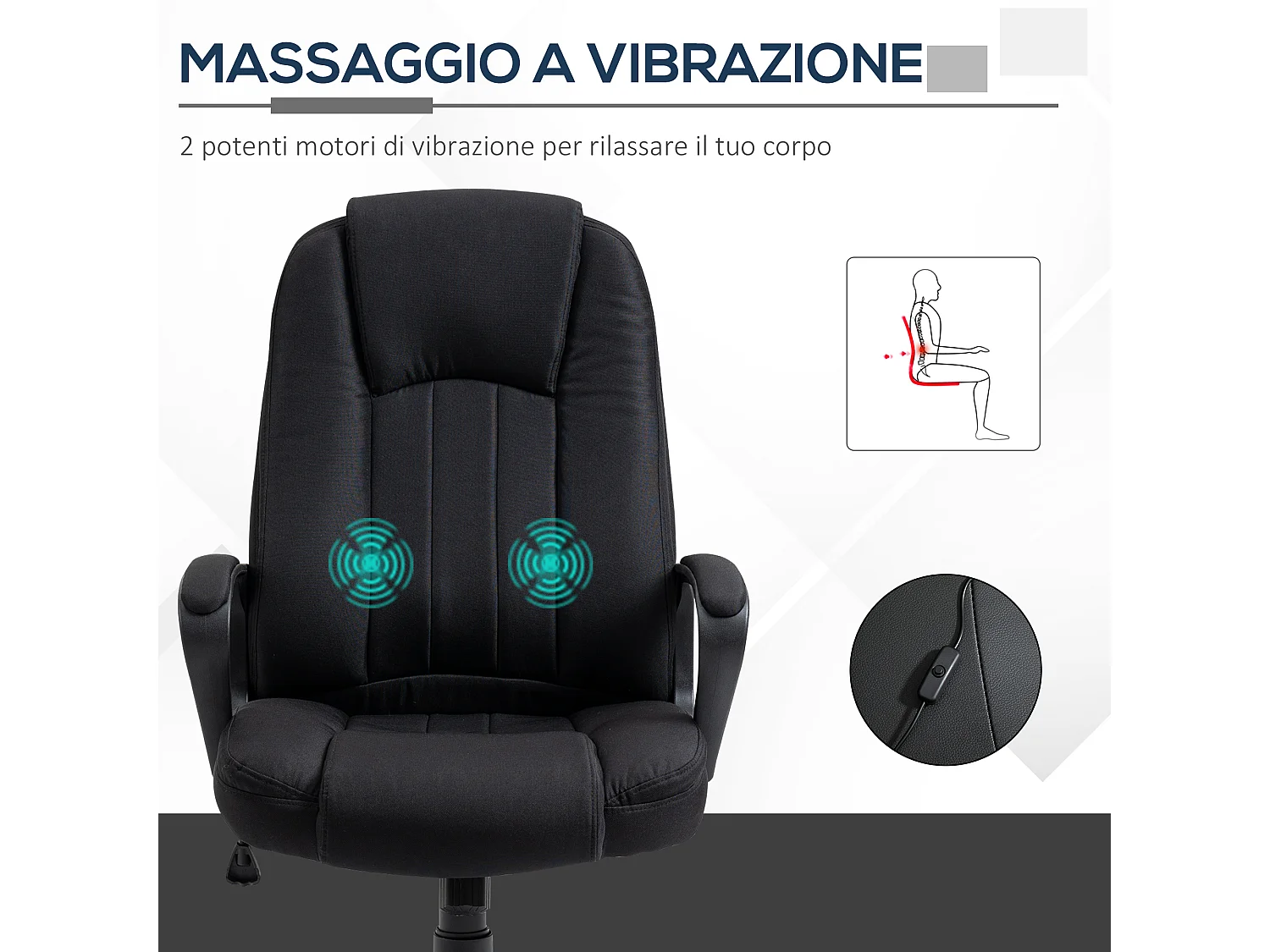 Poltrona da ufficio massaggiante ad altezza regolabile nera