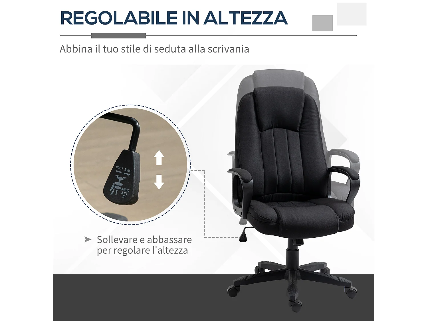 Poltrona da ufficio massaggiante ad altezza regolabile nera